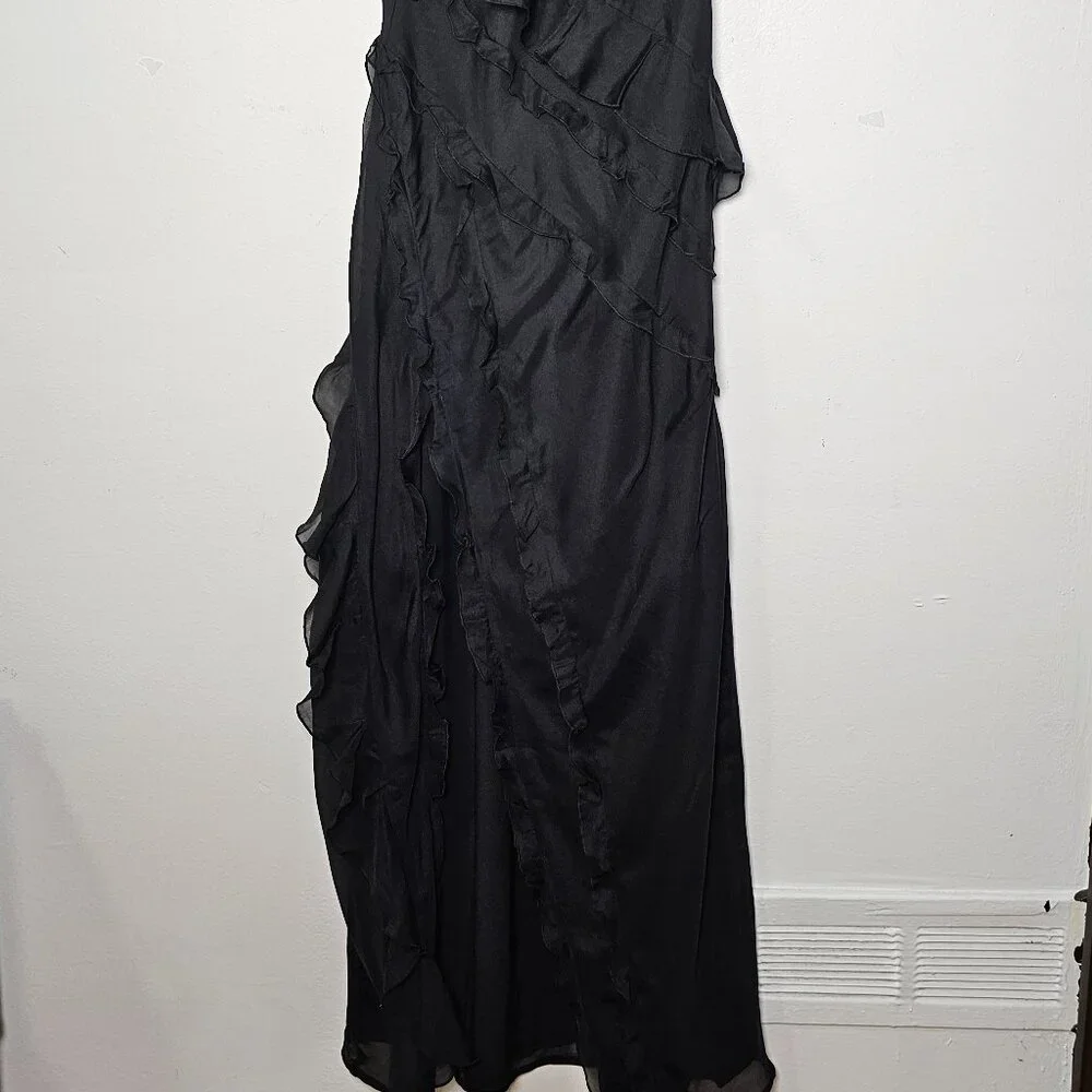 Abercrombie & Fitch Draped Ruffle Maxi Dress /Black / Size XS - 159-299-0020-900